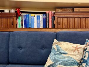 Our book shelf aboard